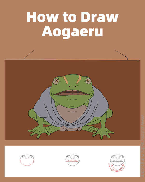 how to draw aogaeru from spirited away - www.cuteeasydrawings.com