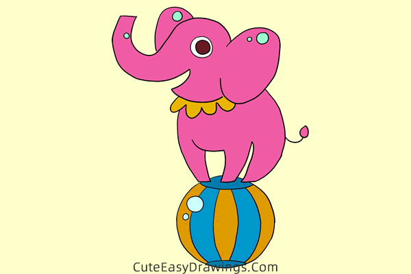 how to draw a circus elephant - www.cuteeasydrawings.com