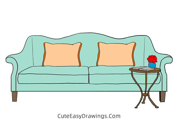how to draw a sofa - www.cuteeasydrawings.com