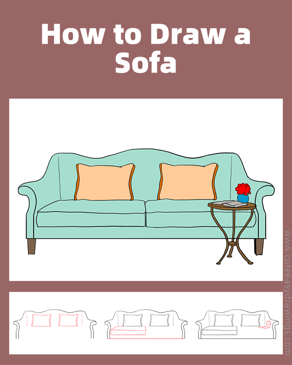 how to draw a sofa - www.cuteeasydrawings.com