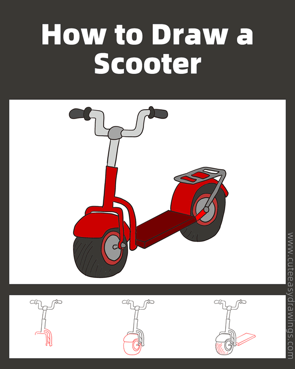 how to draw an electric scooter - www.cuteeasydrawings.com