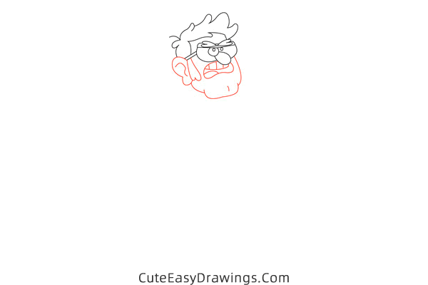 how to draw ford pines from gravity falls - www.cuteeasydrawings.com