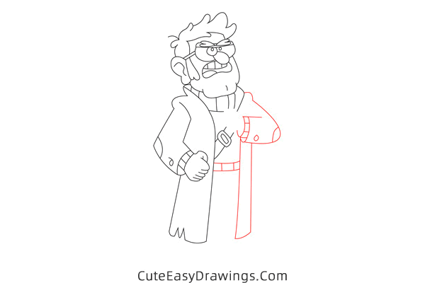 how to draw ford pines from gravity falls - www.cuteeasydrawings.com