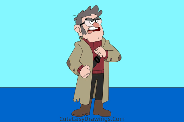 how to draw ford pines from gravity falls - www.cuteeasydrawings.com