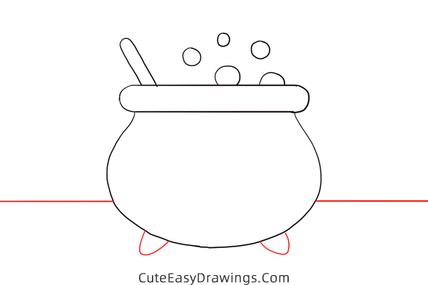 how to draw a witchs pot - www.cuteeasydrawings.com
