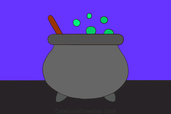 how to draw a witchs pot - www.cuteeasydrawings.com