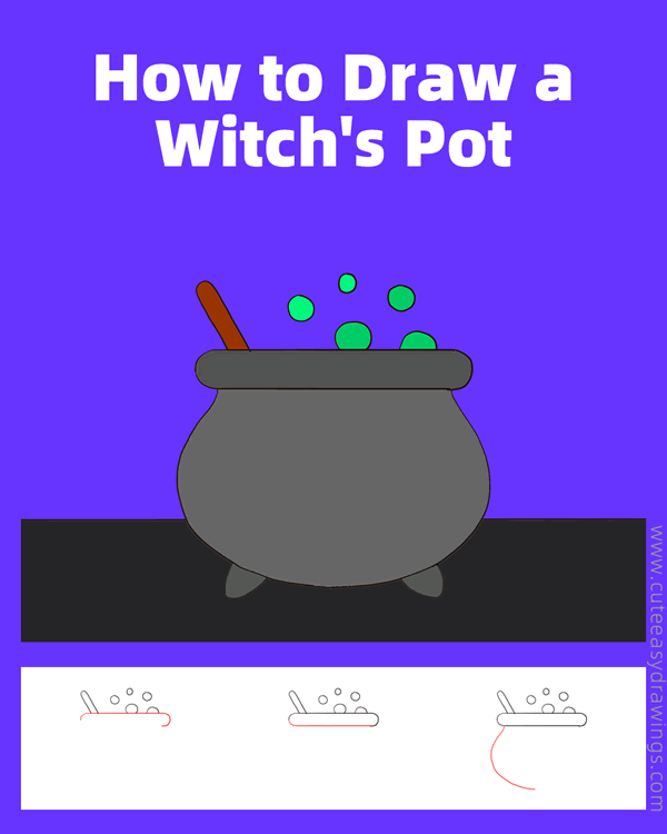 how to draw a witchs pot - www.cuteeasydrawings.com
