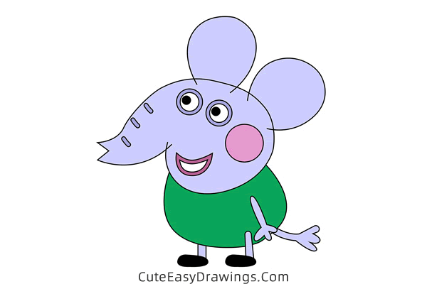 how to draw edmond elephant from peppa pig - www.cuteeasydrawings.com