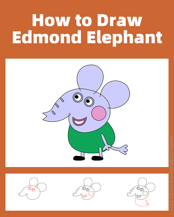 how to draw edmond elephant from peppa pig - www.cuteeasydrawings.com