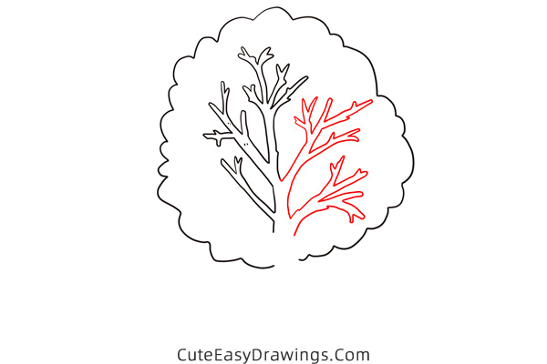 how to draw a summer tree - www.cuteeasydrawings.com