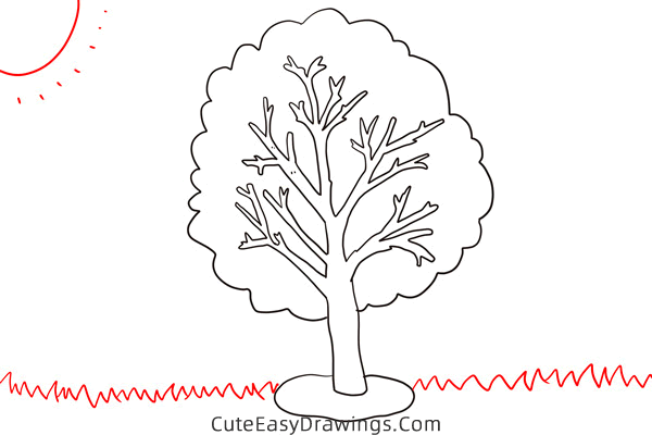 how to draw a summer tree - www.cuteeasydrawings.com