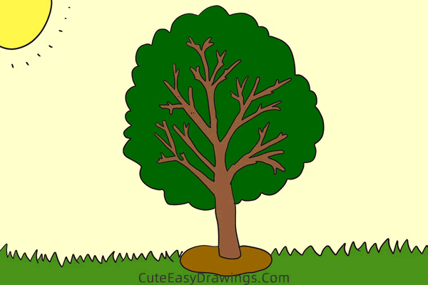 how to draw a summer tree - www.cuteeasydrawings.com