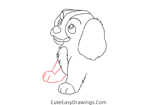 how to draw a puppy from lady and the tramp - www.cuteeasydrawings.com