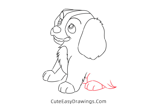 how to draw a puppy from lady and the tramp - www.cuteeasydrawings.com