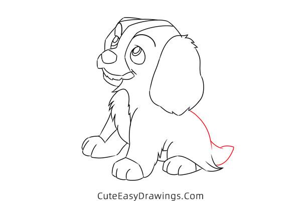 how to draw a puppy from lady and the tramp - www.cuteeasydrawings.com