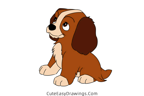 how to draw a puppy from lady and the tramp - www.cuteeasydrawings.com