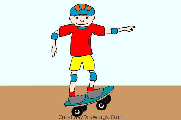 how to draw a skateboarder - www.cuteeasydrawings.com