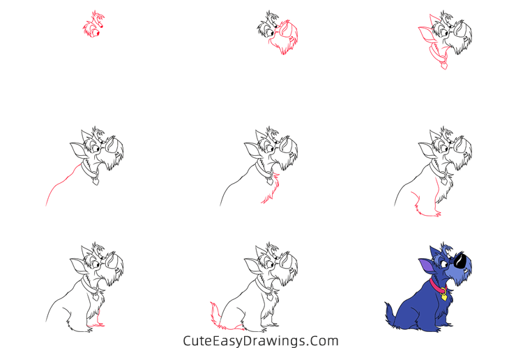 how to draw jock from lady and the tramp - www.cuteeasydrawings.com