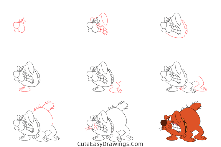 how to draw the dog from frosty the snowman - www.cuteeasydrawings.com