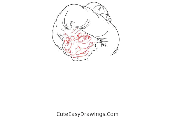 how to draw yubaba from spirited away - www.cuteeasydrawings.com