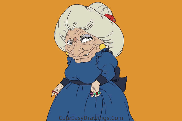 how to draw yubaba from spirited away - www.cuteeasydrawings.com
