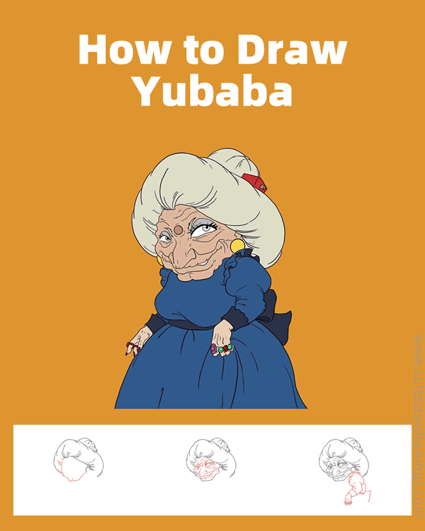 how to draw yubaba from spirited away - www.cuteeasydrawings.com