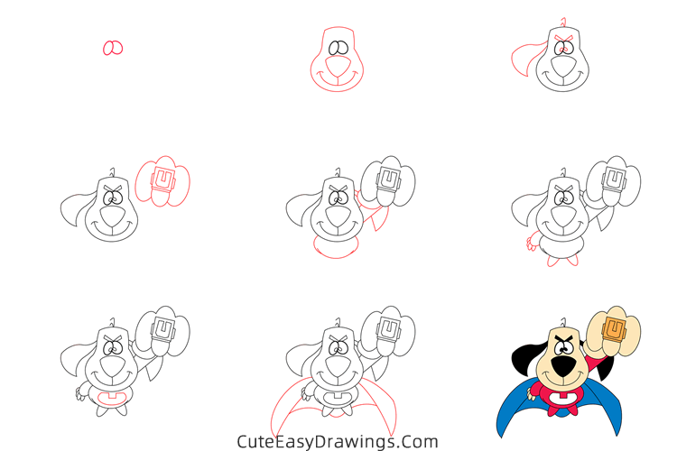 how to draw underdog - www.cuteeasydrawings.com
