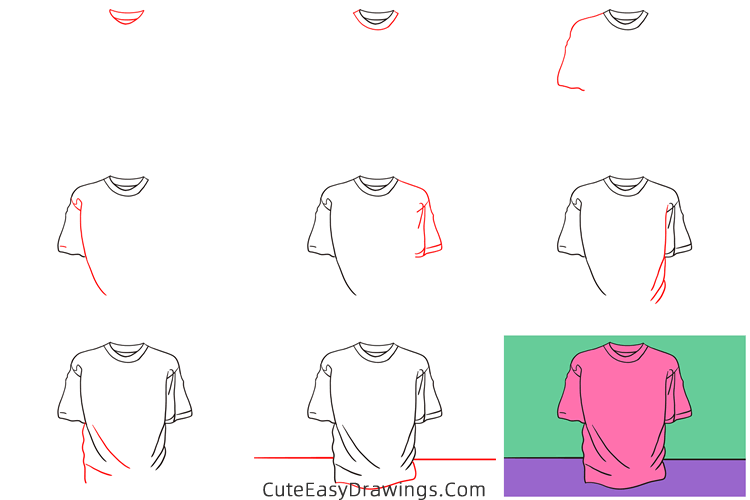how to draw a t shirt easy - www.cuteeasydrawings.com
