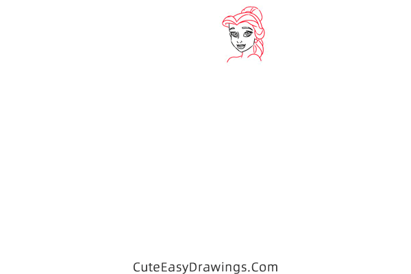 how to draw belle the princess - www.cuteeasydrawings.com