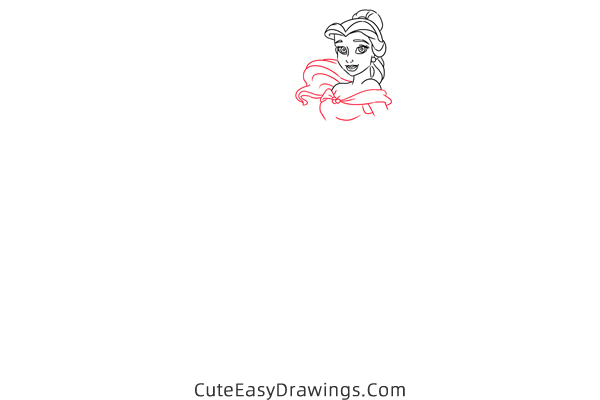 how to draw belle the princess - www.cuteeasydrawings.com