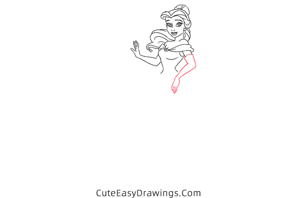 how to draw belle the princess - www.cuteeasydrawings.com