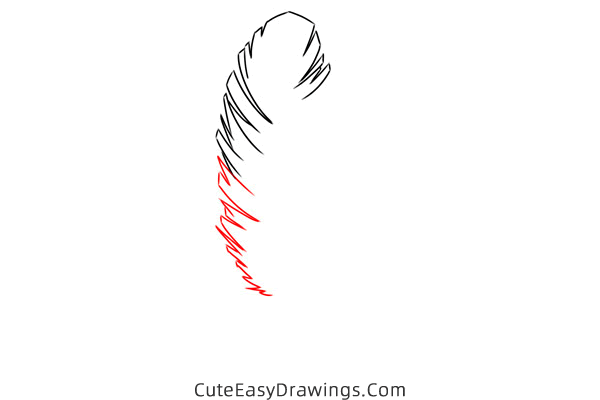 how to draw a feather - www.cuteeasydrawings.com