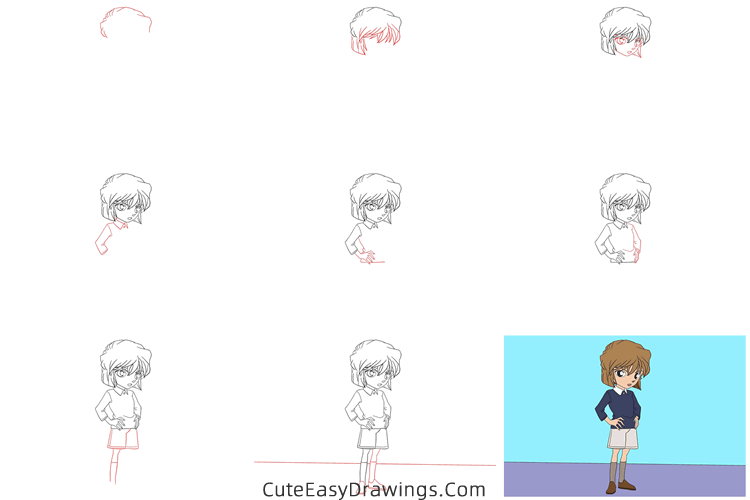 how to draw ai haibara from detective conan - www.cuteeasydrawings.com