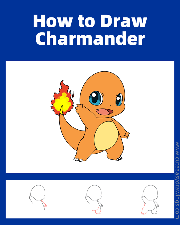 how to draw charmander from pokemon - www.cuteeasydrawings.com