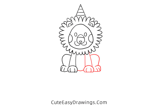 how to draw a circus lion - www.cuteeasydrawings.com