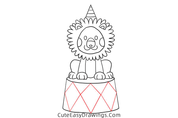 how to draw a circus lion - www.cuteeasydrawings.com