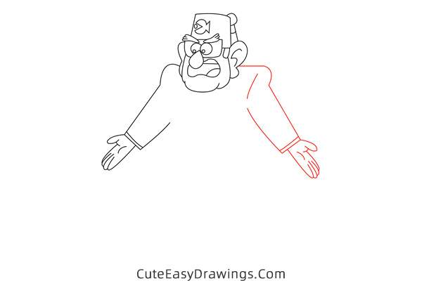 how to draw stan pines from gravity falls - www.cuteeasydrawings.com