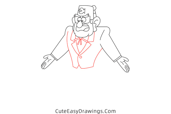how to draw stan pines from gravity falls - www.cuteeasydrawings.com