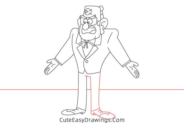 how to draw stan pines from gravity falls - www.cuteeasydrawings.com