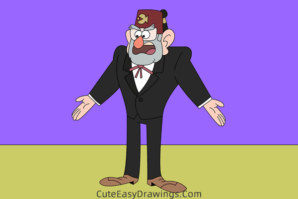 how to draw stan pines from gravity falls - www.cuteeasydrawings.com