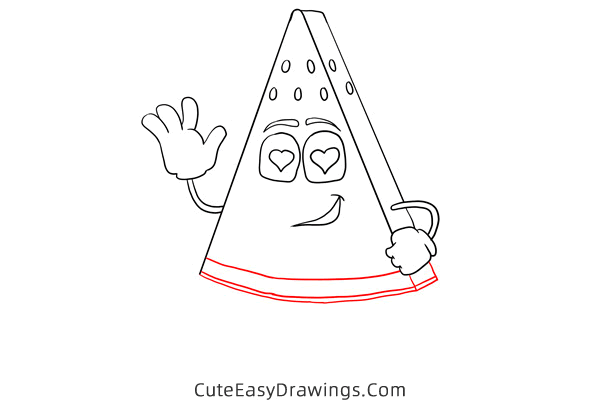 how to draw a watermelon slice - www.cuteeasydrawings.com