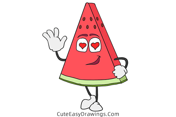 how to draw a watermelon slice - www.cuteeasydrawings.com