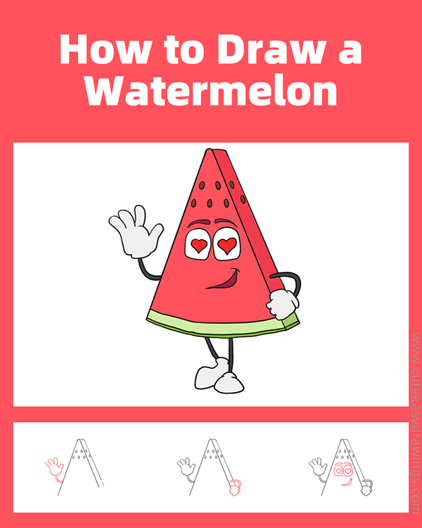 how to draw a watermelon slice - www.cuteeasydrawings.com