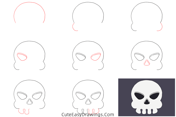 how to draw a skull easy - www.cuteeasydrawings.com