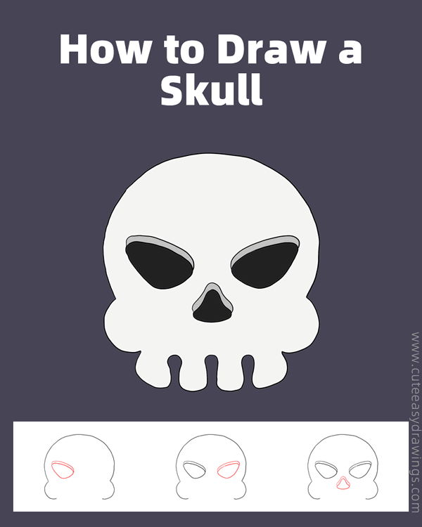 how to draw a skull easy - www.cuteeasydrawings.com