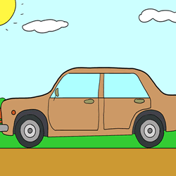 How to Draw a Car on the Road Step by Step