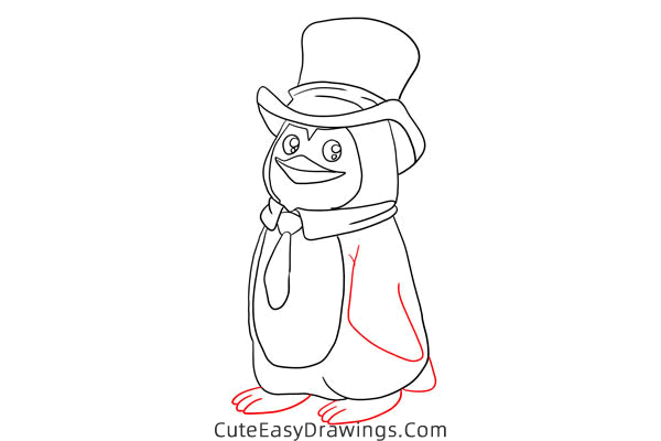 how to draw a cartoon penguin - www.cuteeasydrawings.com