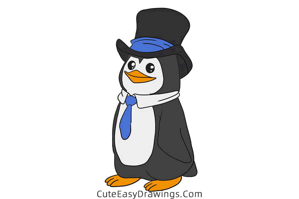 how to draw a cartoon penguin - www.cuteeasydrawings.com