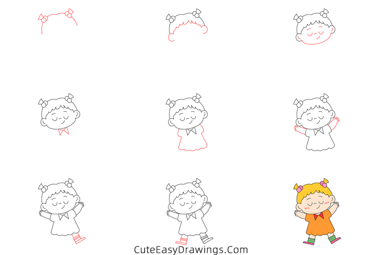 how to draw a sleeping girl - www.cuteeasydrawings.com