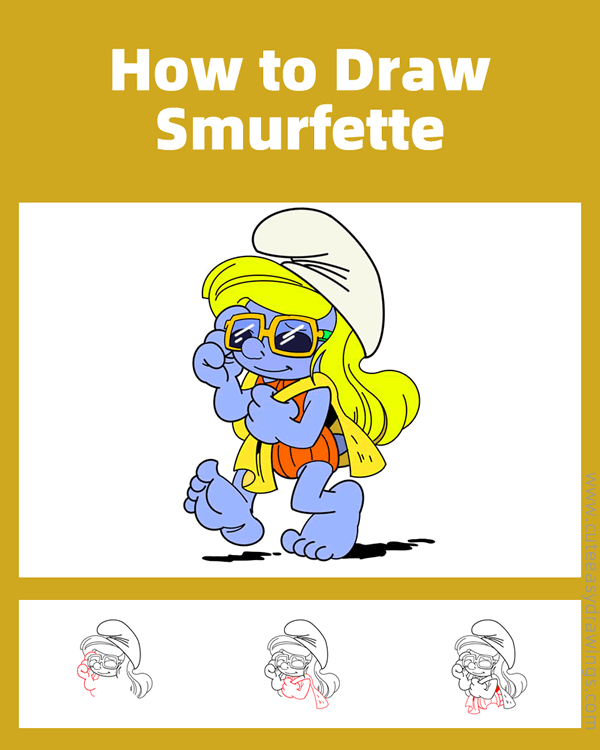 how to draw smurfette from the smurfs - www.cuteeasydrawings.com